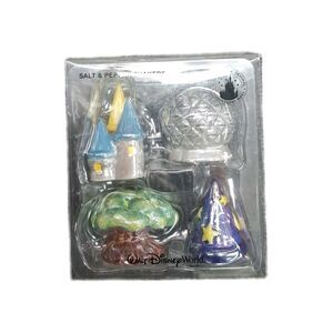 Vintage Disney Salt & Pepper Shakers 4 Parks  Rare Set w/Sorcerers Hat! NEW